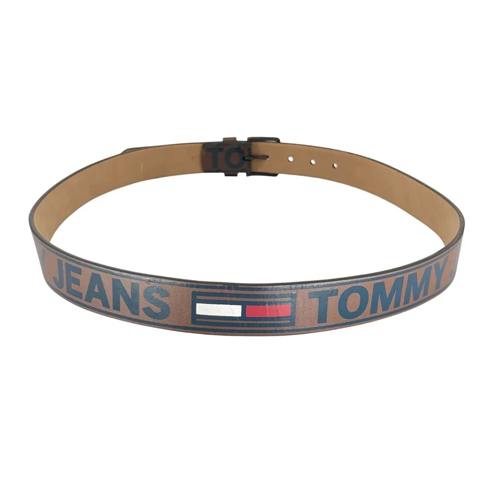 Tommy Hilfiger Tommy Jeans Logo‎ Belt Mens Large L 38-40 Brown Streetwear Y2K